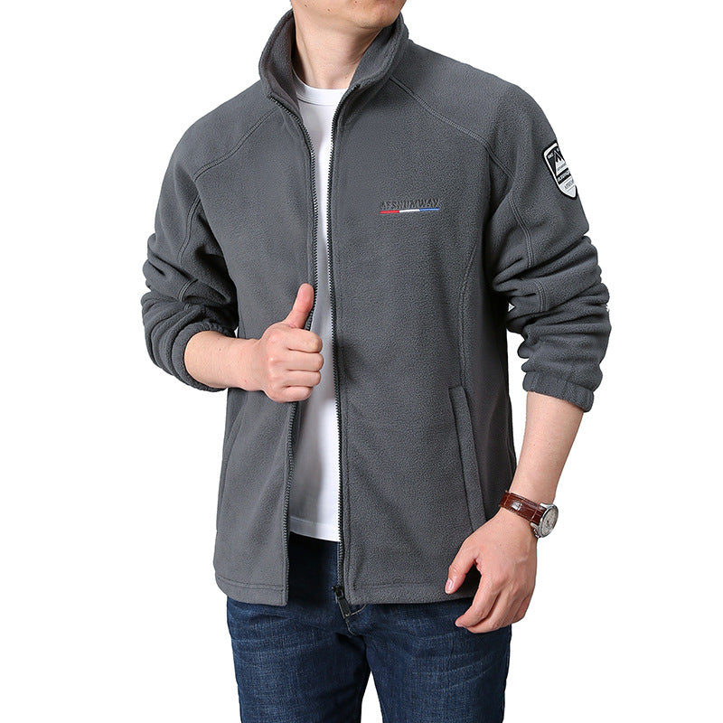 Herren Fleece-Outdoorjacke mit Stehkragen und durchgehendem Reißverschluss Drune