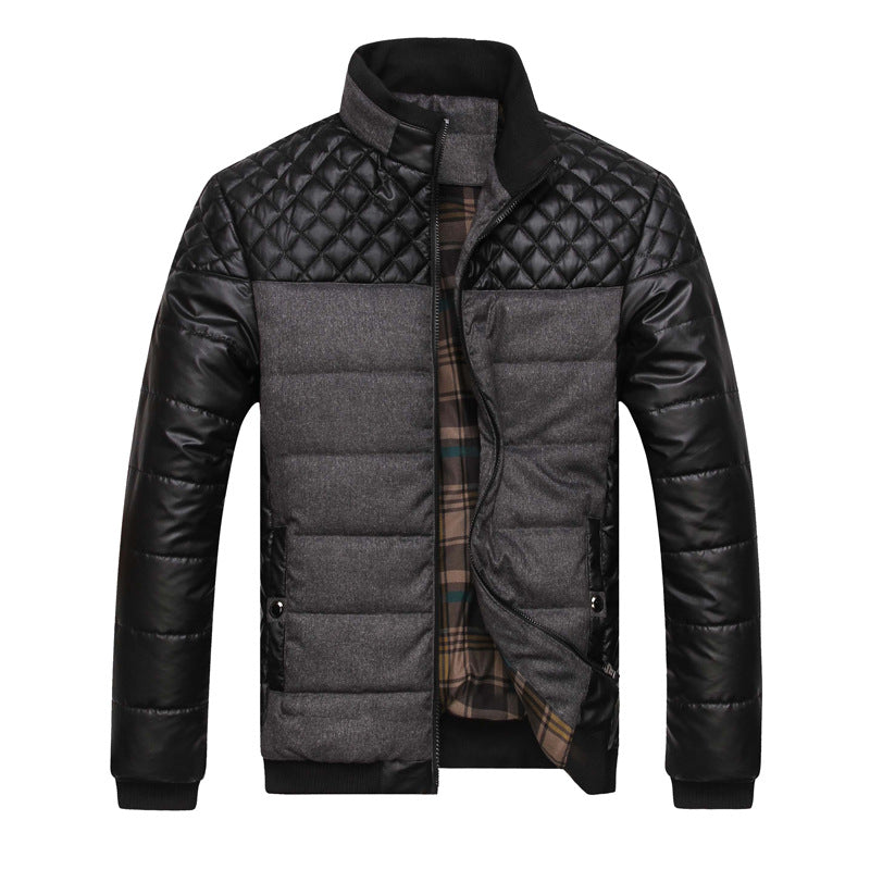 Herren Steppjacke im Material-Mix mit gesteppter Schulterpartie und Karofutter Drune