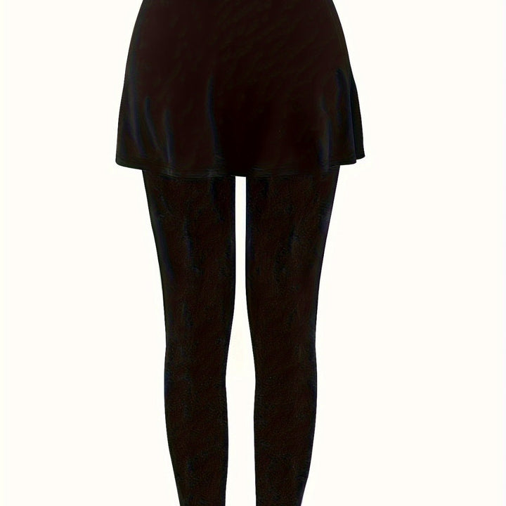 Damen Leggings mit rockähnlicher Einlage und hohem Bund Drune