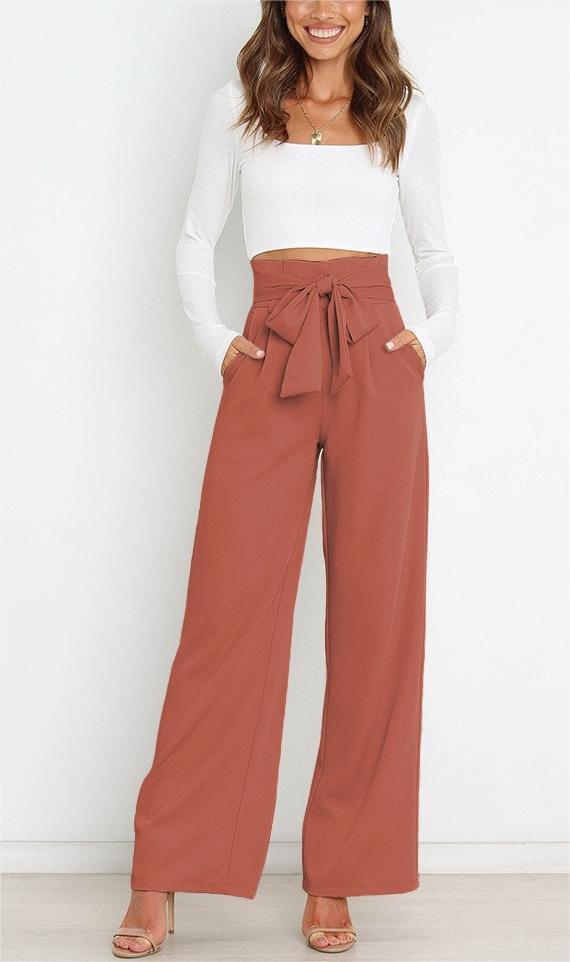 Damen Weitgeschnittene Hose mit dekorativem Bindegürtel Drune