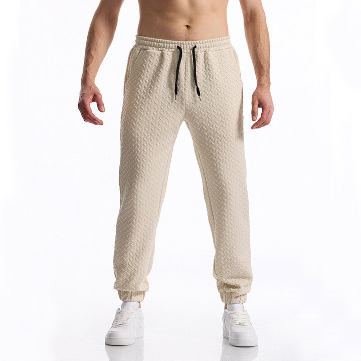 Herren Texturierte Freizeit-Jogginghose mit Elastikbund, Kordelzug und gerippten Bündchen Drune