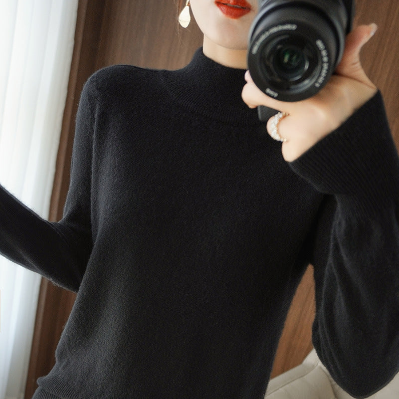 Damen Mockneck-Pullover aus flauschigem Angora-Mix mit legerer Ballonärmel-Silhouette Drune