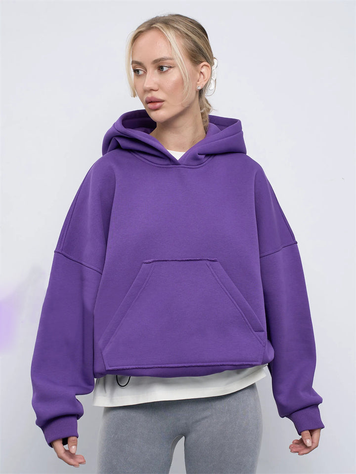 Damen Oversize Kapuzensweatshirt mit Taschen und weichem Material Drune