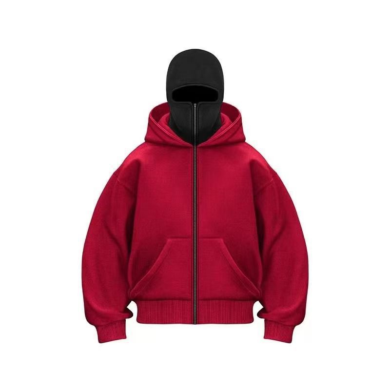 Damen stylische Kapuzenjacke mit integriertem Gesichtsschutz Drune