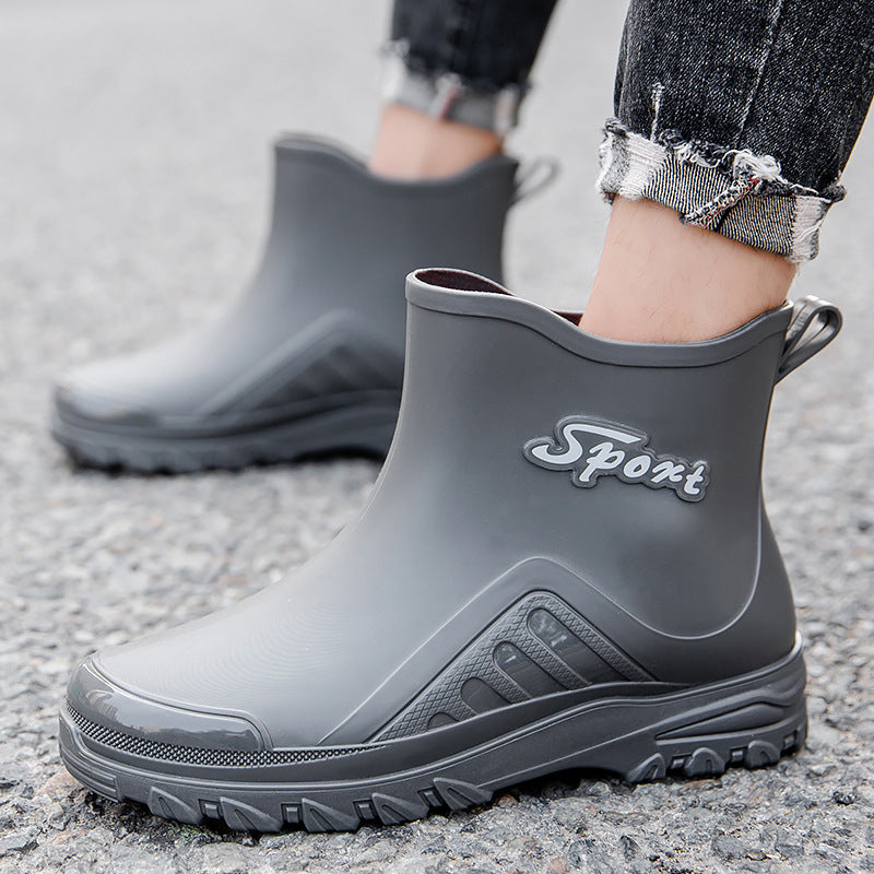 Unisex Kurzschaftige wasserdichte Gummistiefel mit profiliertem Outdoor-Laufsohlen-Design Drune