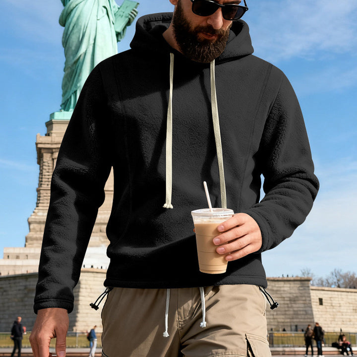 Herren Fleece-Hoodie mit Teddystruktur, Kapuze und entspannter Passform Drune