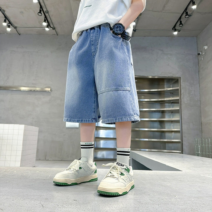 Unisex lässige Denim-Shorts mit abnehmbarem Aufdruck Drune