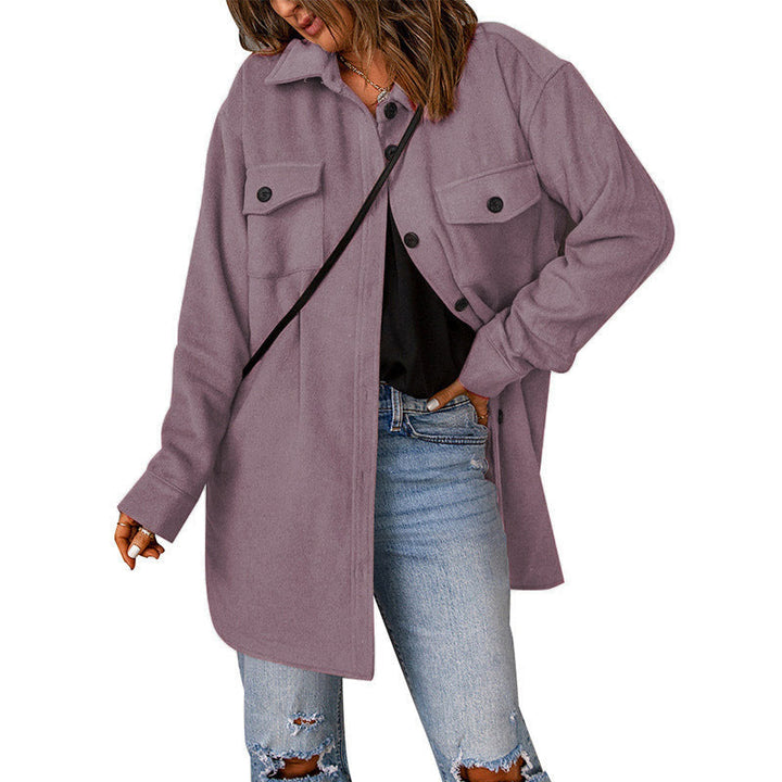 Drune | Damen Oversized Shirtjacke mit Taschen
