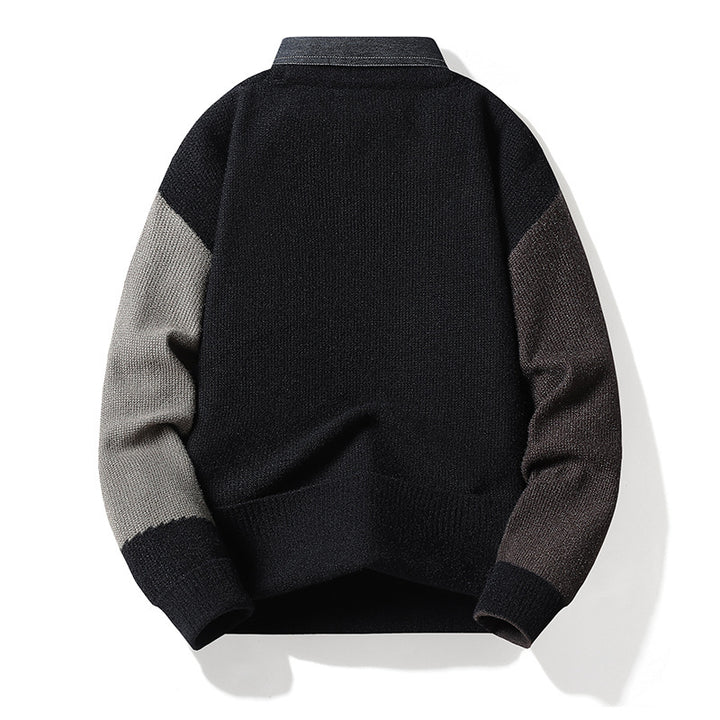 Herren Modischer Strickpullover mit Hemdkragen Drune