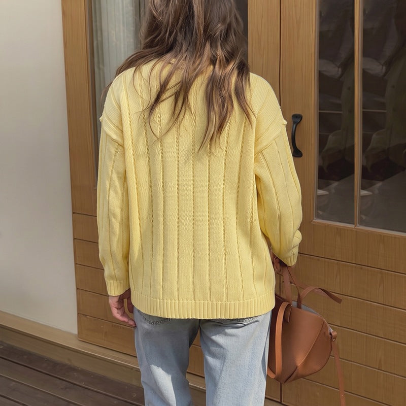 Damen Strickjacke mit Knopfdetails und feiner Rippstruktur Drune