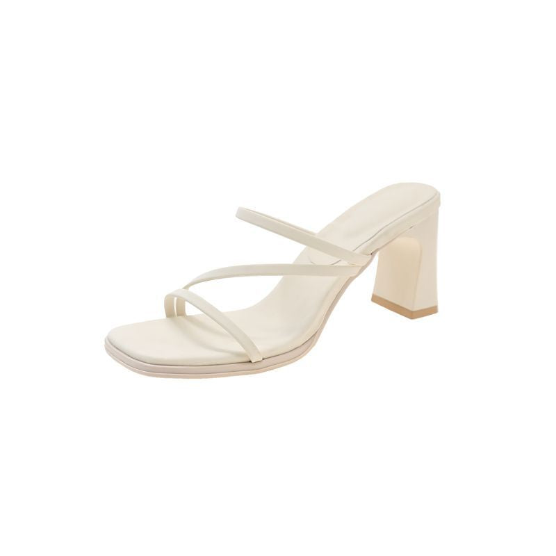 Damen elegante Sandaletten mit schickem Blockabsatz und feinen Riemchen Drune
