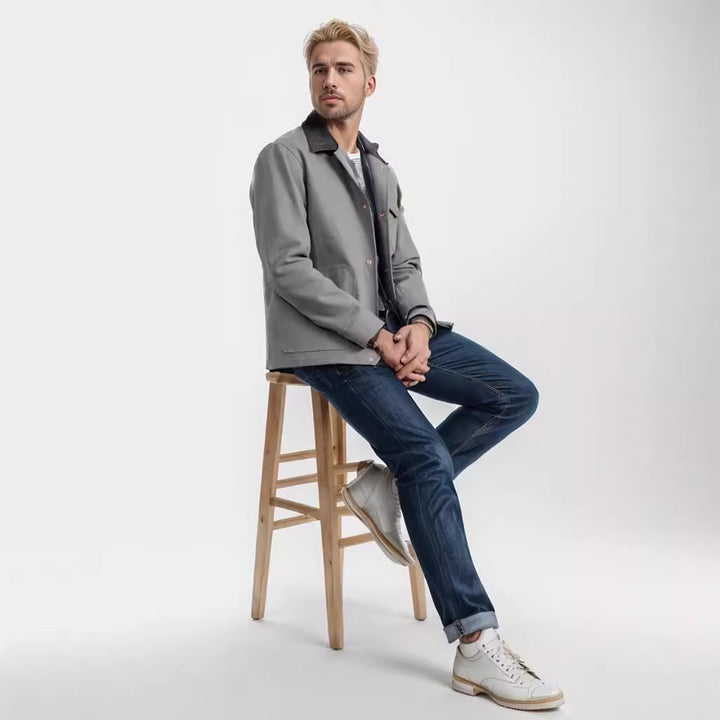 Herren lässige Baumwolljacke im Worker-Stil Drune