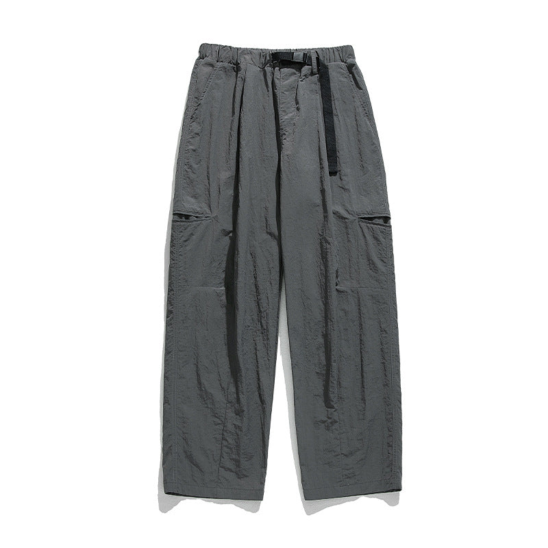 Unisex Weite technische Nylon-Freizeithose mit elastischem Bund und integriertem Webgurt Drune