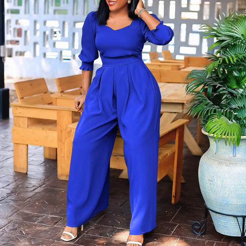 Damen eleganter Jumpsuit mit schickem V-Ausschnitt und tailliertem Schnitt Drune