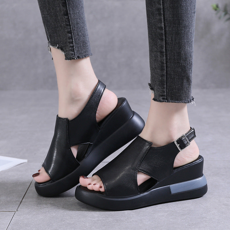 Damen Moderne Plateau‑Sandalette mit ergonomischem Memory‑Fußbett, verstellbarem Fersenriemen und rutschfester Gummisohle Drune