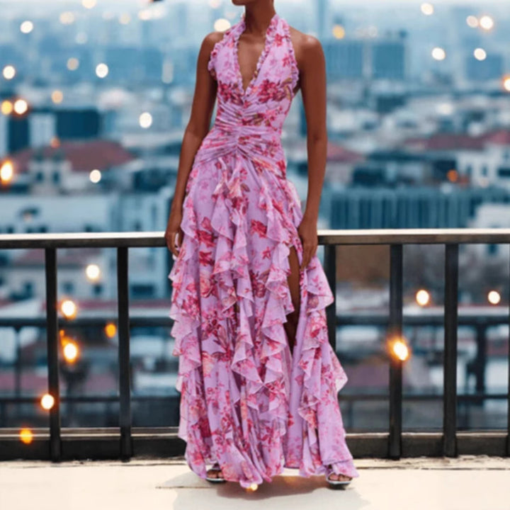Damen elegantes, rüschenverziertes Abendkleid Drune