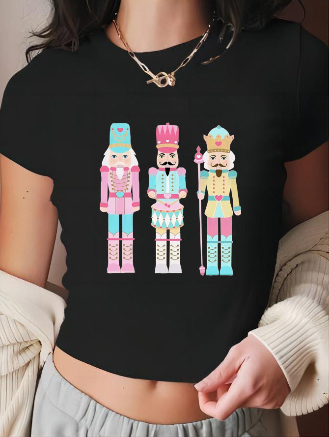 Damen T-Shirt mit künstlerischem Statement-Print und figurbetontem Schnitt Drune