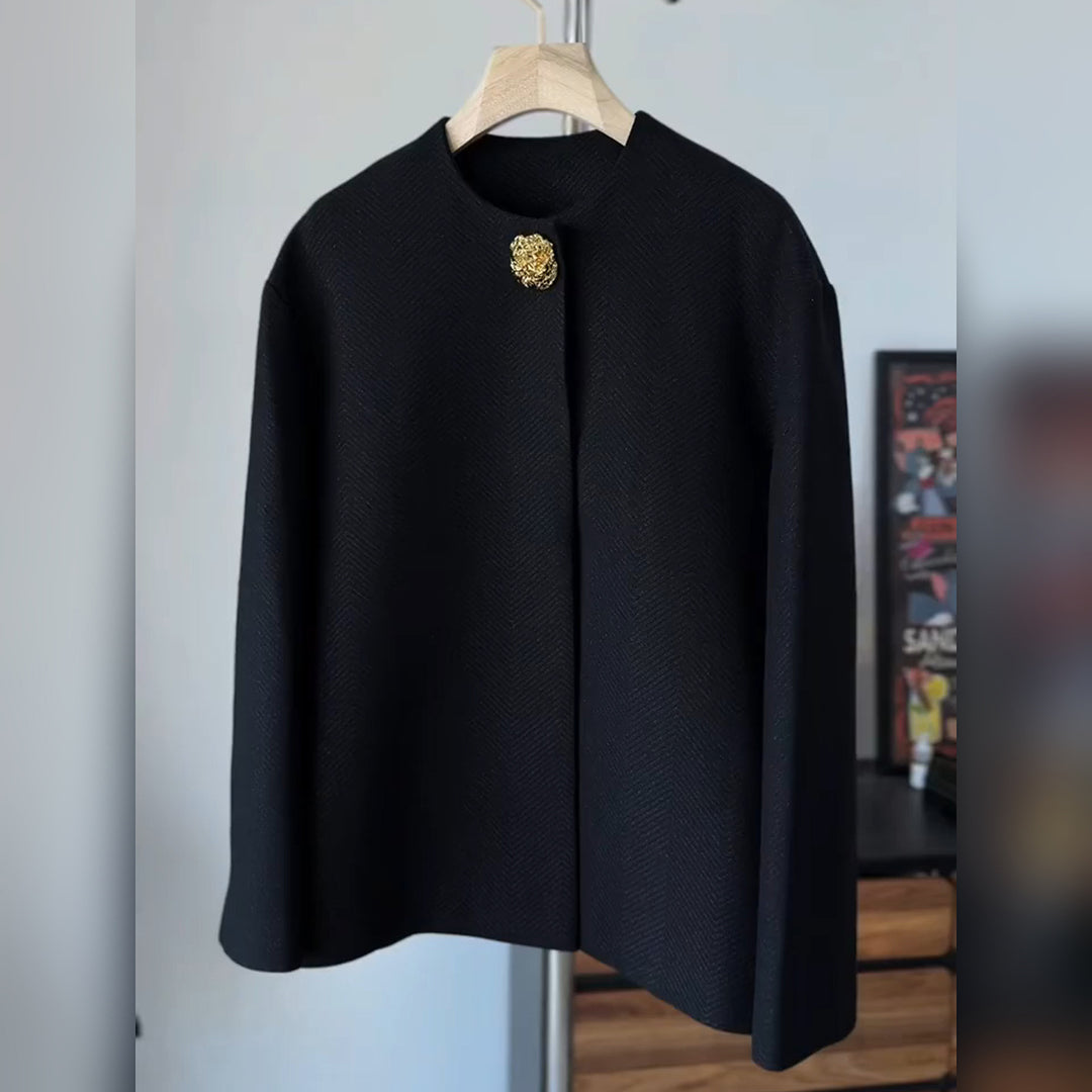 Damen Eleganter Kurzblazer mit Schmuckknopf Drune