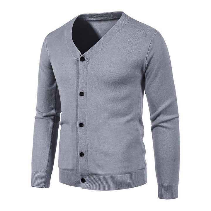 Herren Feinstrick-Cardigan mit V-Ausschnitt, schmaler Passform und Knopfleiste Drune