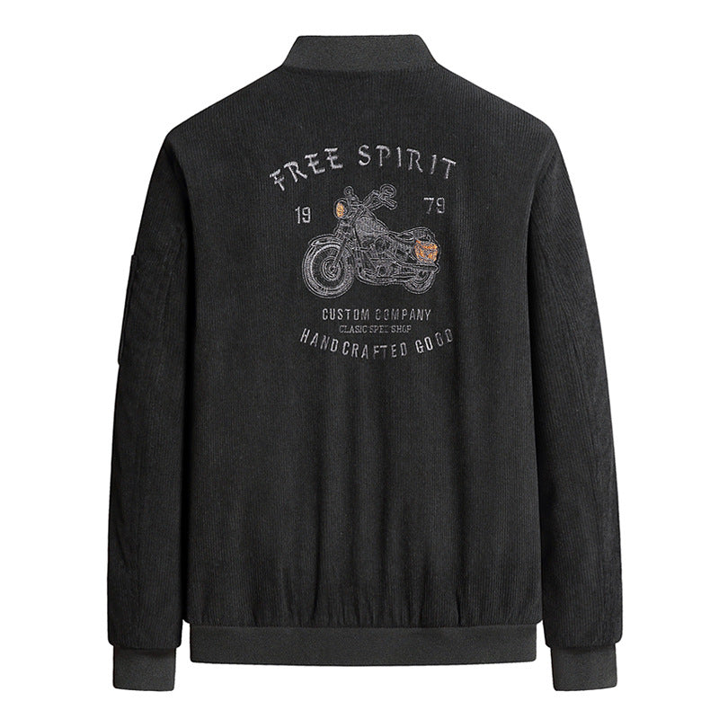 Herren Modische Bomberjacke mit stylischem Motorrad-Design Drune