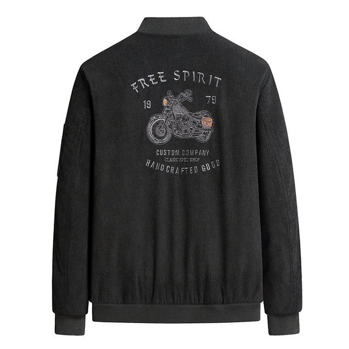 Herren Modische Bomberjacke mit stylischem Motorrad-Design Drune