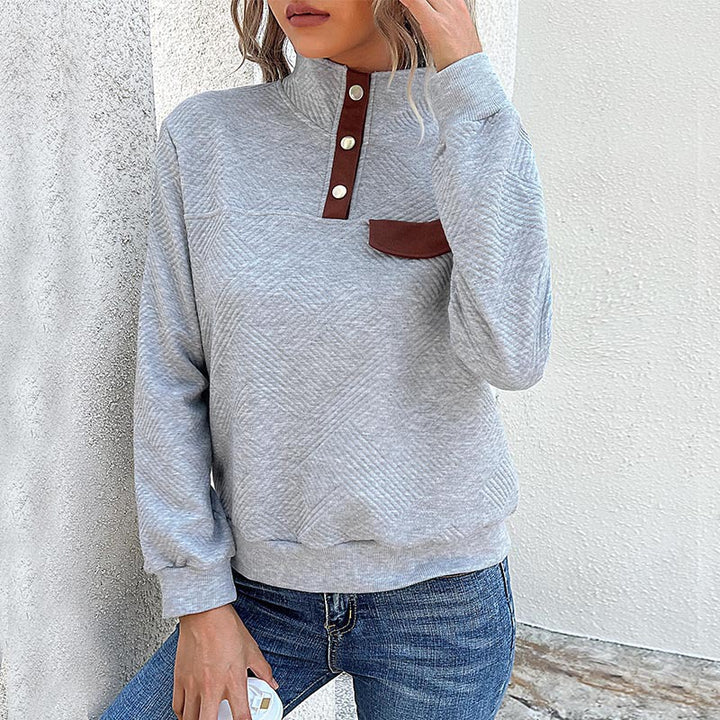Damen Trendiger Pullover mit Stehkragen und geometrischem Muster Drune