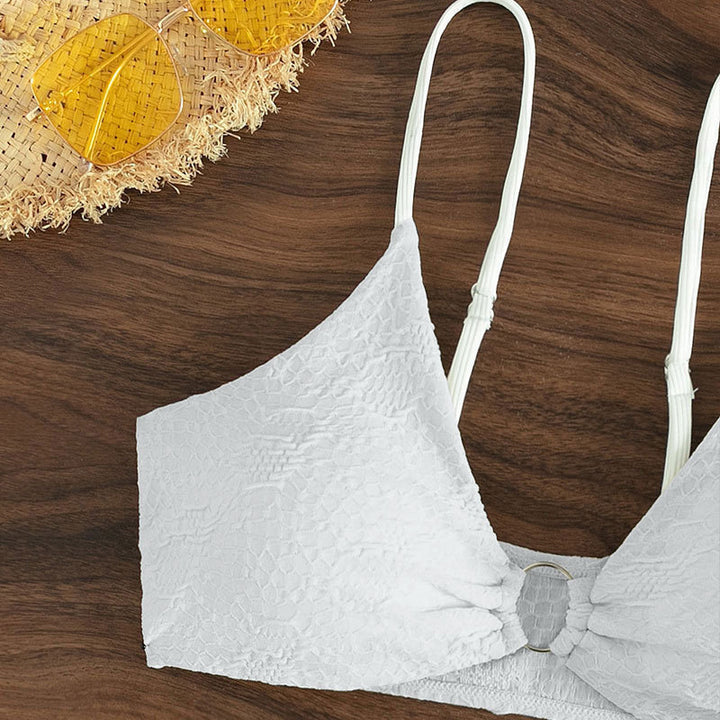 Damen Hochgeschnittener Triangel-Bikini mit dekorativem Ring Drune