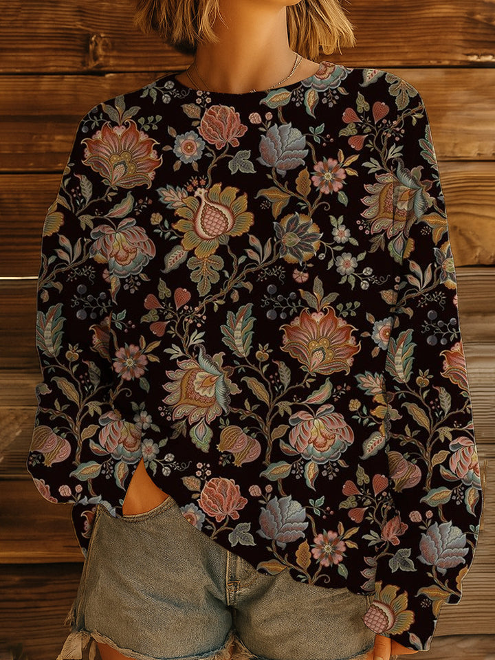 Damen GDrunelümter Oversize-Sweatshirt-Pullover mit Rundhals und Ballonärmeln Drune