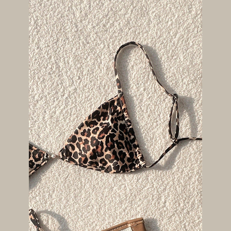 Damen Triangel-Bikini mit animalischem Design und modischem Schimmer Drune