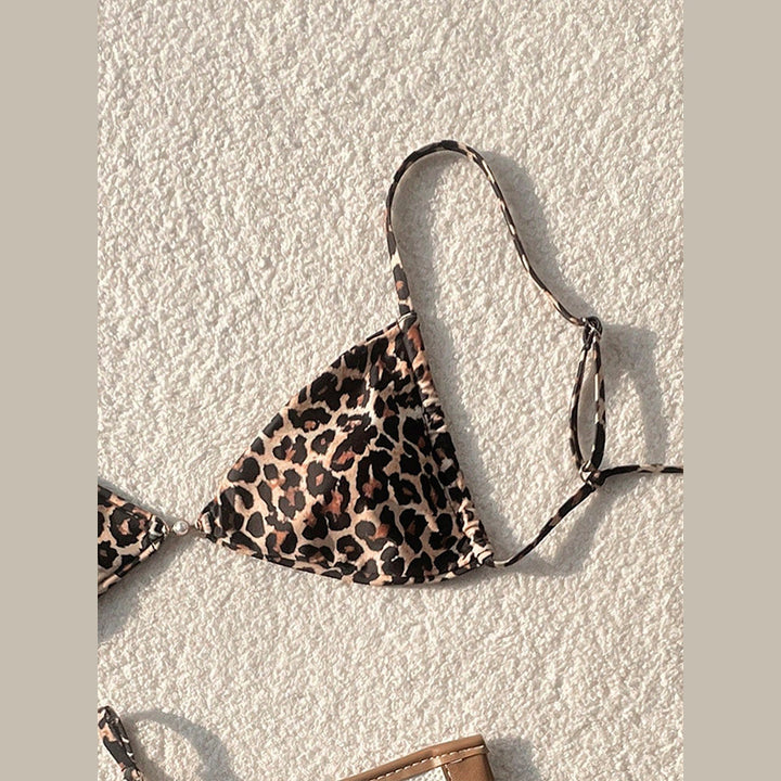 Damen Triangel-Bikini mit animalischem Design und modischem Schimmer Drune