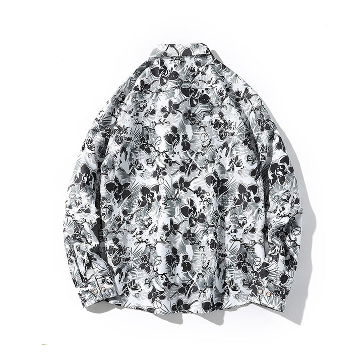Herren Oversize-Knopfhemd mit grafischem Allover-Print und lockerem Relaxed-Schnitt Drune