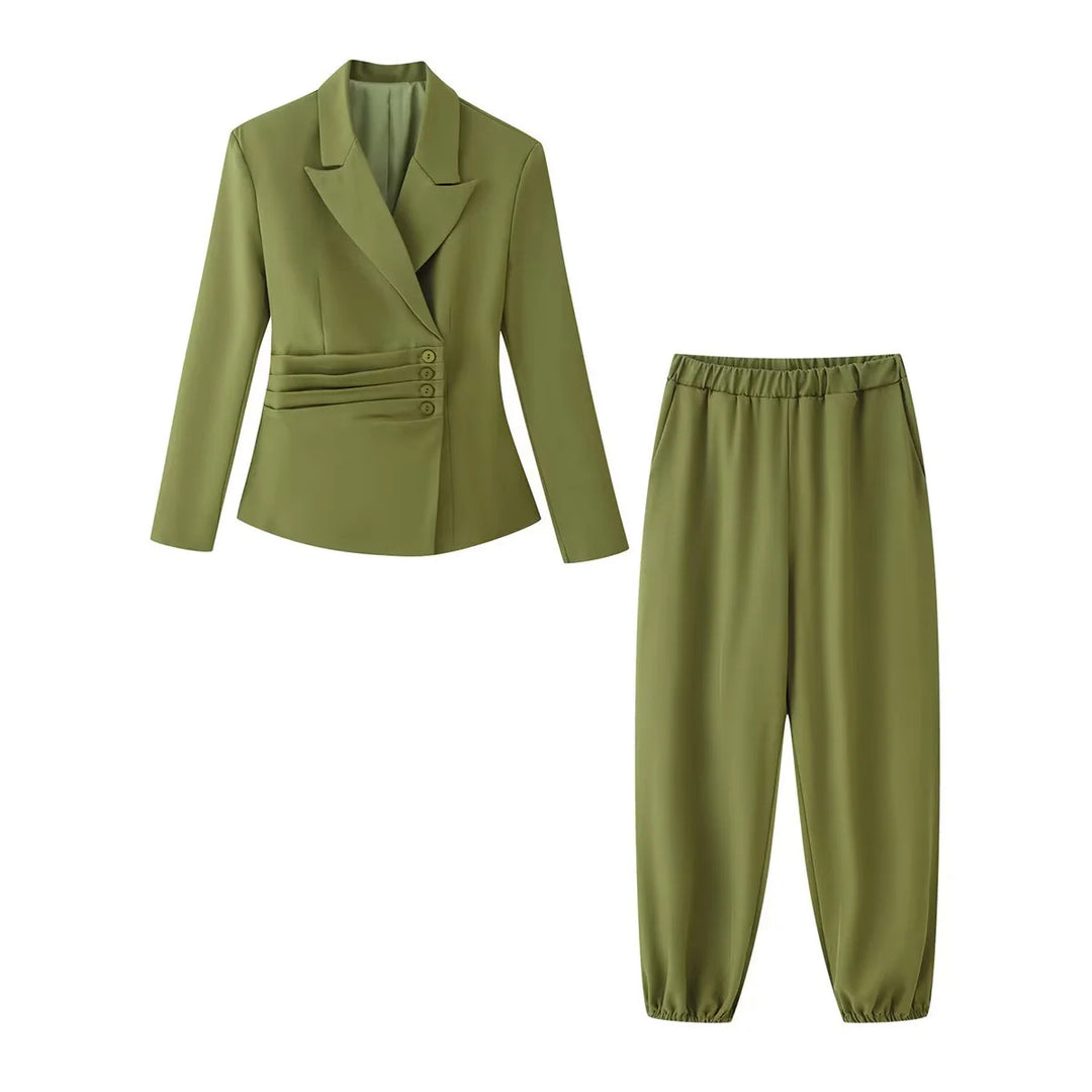 Damen nan lockere Highwaist-Jogginghose mit elastischem Bund und gerafften Knöchelabschlüssen Drune