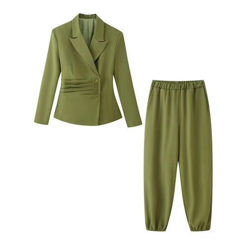 Damen nan lockere Highwaist-Jogginghose mit elastischem Bund und gerafften Knöchelabschlüssen Drune