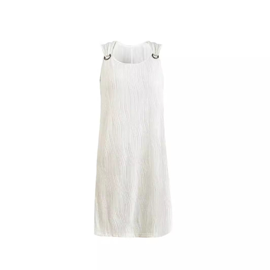Damen ärmelloses Sommerkleid mit dekorativen Schleifen und leichtem Schnitt Drune