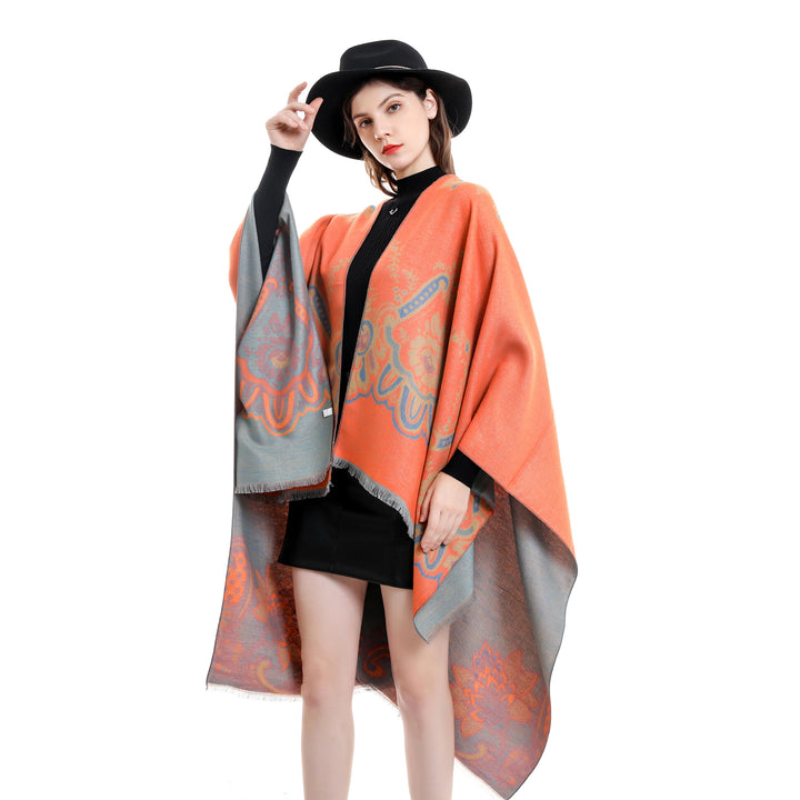 Damen Leichter Jacquard-Überwurf mit kaschmirähnlichem Griff und Fransensaum Drune