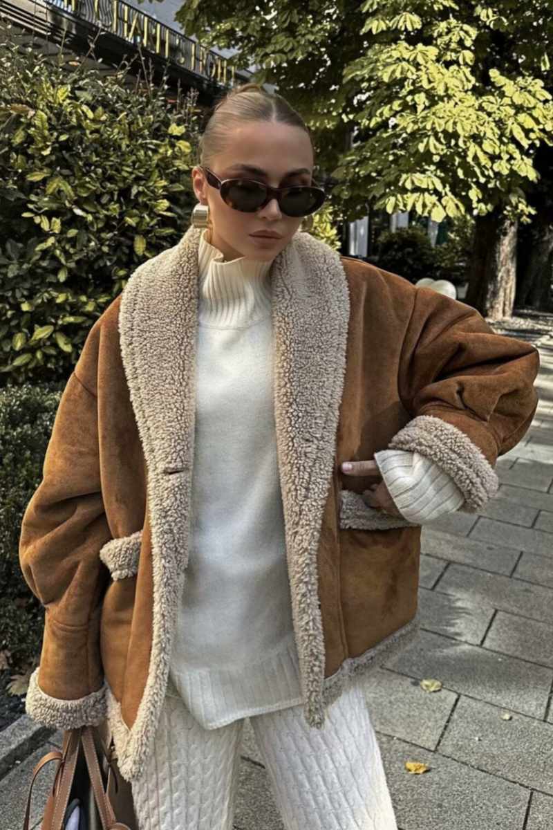 Drune | Weiche Teddyjacke Lammfell-elemente Modern und Bequem