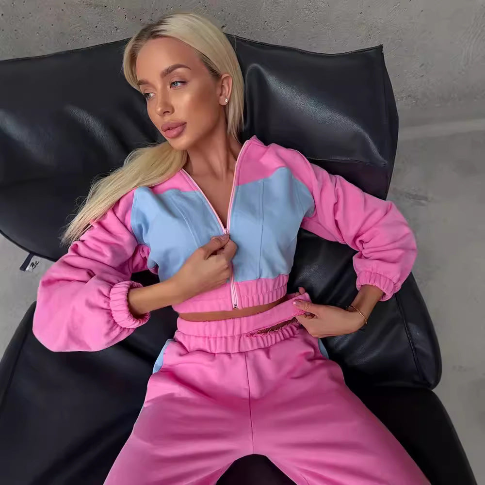 Damen Sportliches Zweiteiler-Set mit Crop-Top und weitem Schnitt Drune