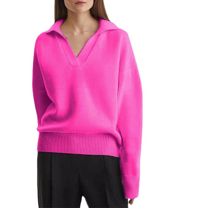Damen feiner Strickpullover mit strukturiertem Gewebe Drune