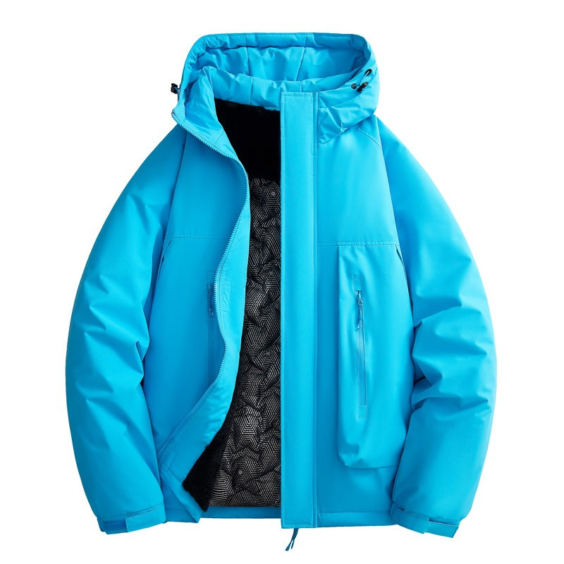 Herren wasserabweisende gefütterte Winterjacke mit Kapuze und weichem Fleece-Innenfutter Drune