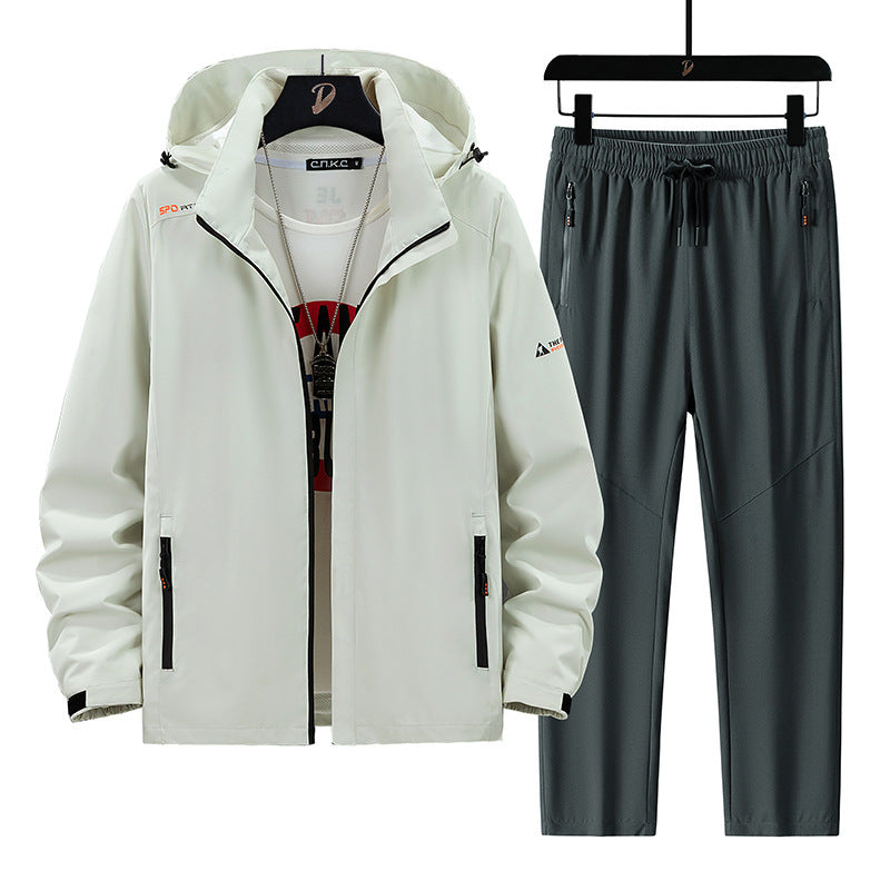 Herren Tragbare Outdoor-Jacke mit sportlichen Jogginghosen Drune