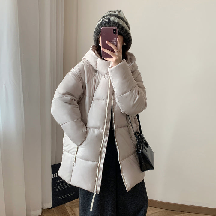 Damen Übergroße Pufferjacke mit Kapuze und praktischen Eingrifftaschen Drune
