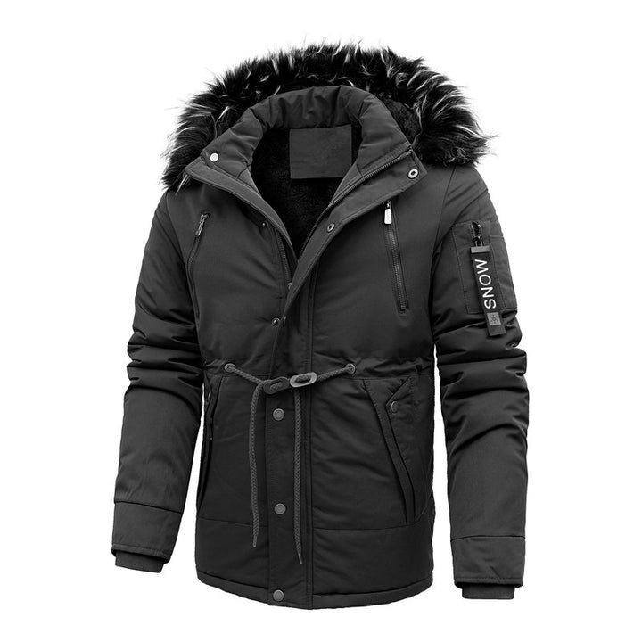 Herren Urbaner Thermoparka mit abnehmbarer Kunstpelzkapuze und Taillen-Kordelzug Drune