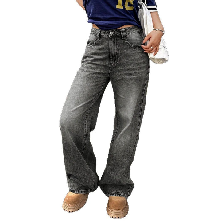 Damen weite hochtaillierte Denim-Jeans im Baggy‑Stil mit extra weitem Bein Drune