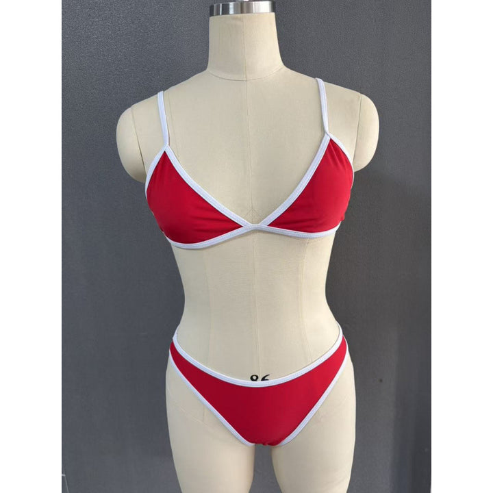 Damen Triangel-Bikini mit verstellbaren Trägern und kontrastierendem Saum Drune