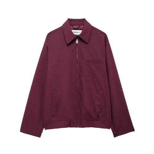 Damen Oversized Blouson mit Reißverschluss, Hemdkragen und Eingrifftaschen Drune
