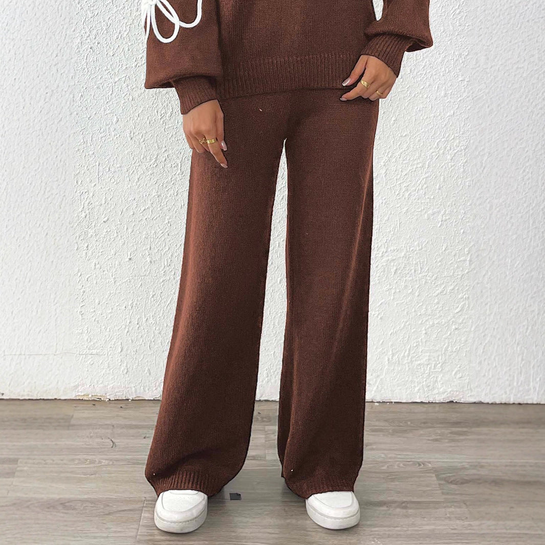 Damen lässige Strickhose mit weitem Schnitt Drune