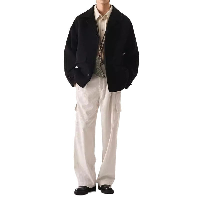 Herren Kurzjacke aus Wollmix im Oversized-Schnitt mit Umschlagkragen Drune