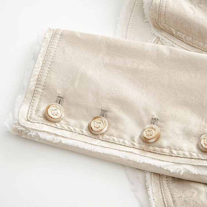 Damen Ornamentale Militärjacke aus Jacquard mit asymmetrischer Zierknopfleiste Drune