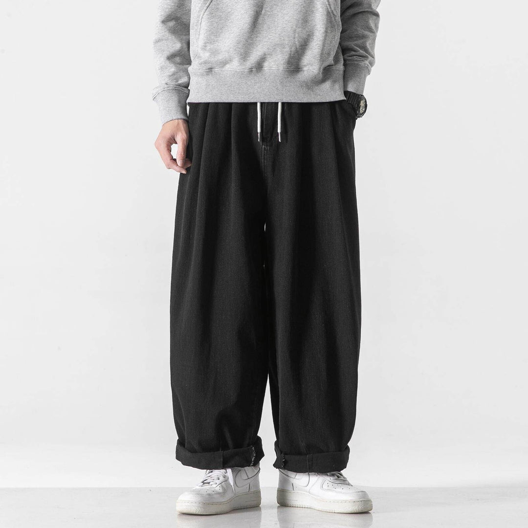 Herren Extraweite Baggy-Hose mit Tunnelzugbund und umgeschlagenem Saum Drune