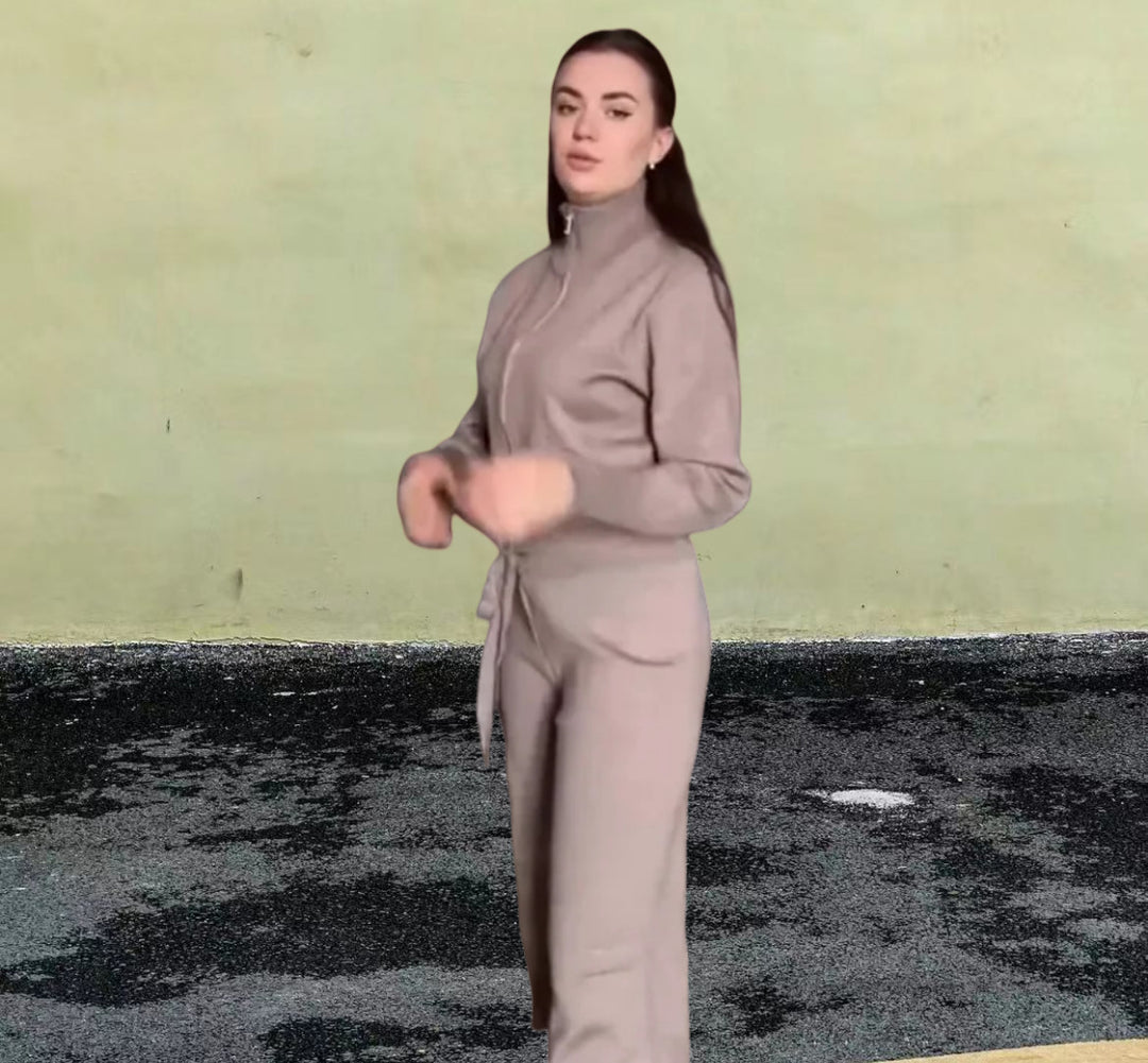 Damen Sportlicher Strickpullover mit hohem Kragen und Reißverschluss Drune